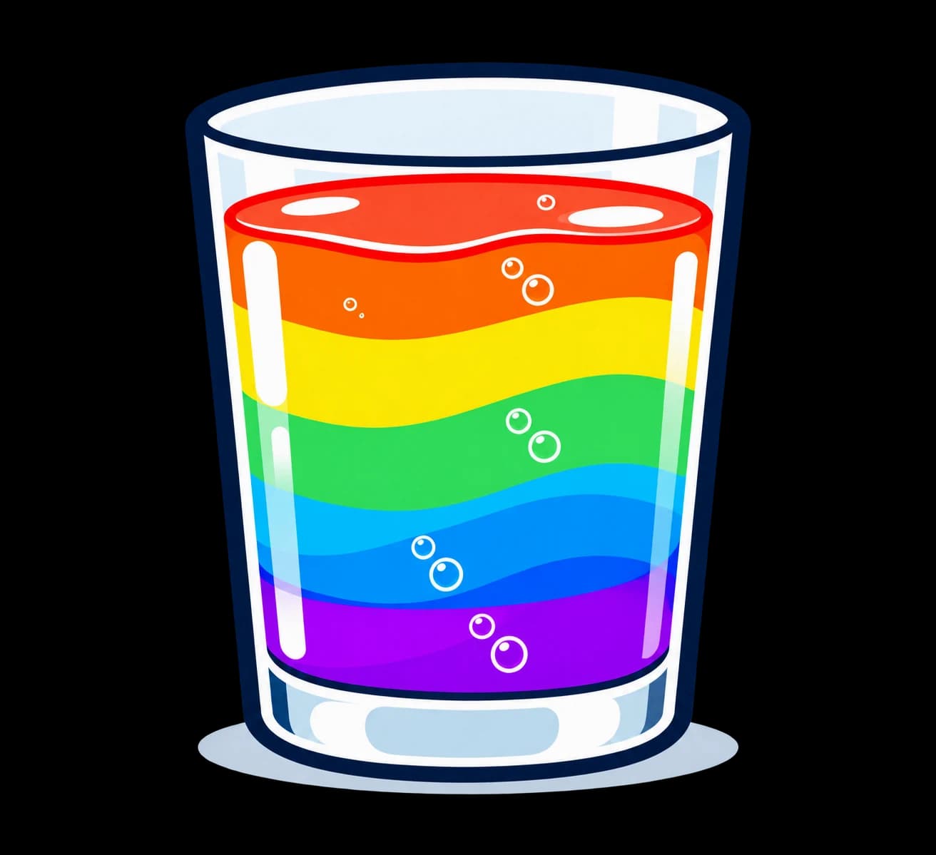 Rainbow in a straight glass